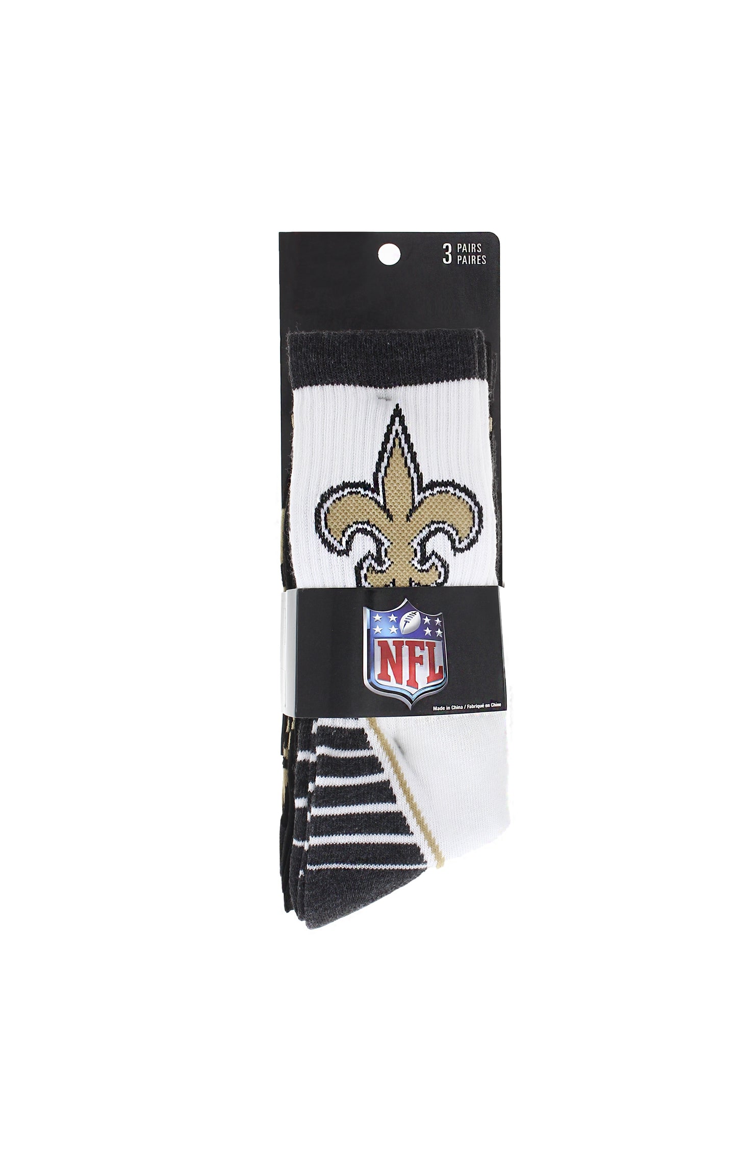 New Orleans Saints Socks 3 Pack Crew Length NFL Football